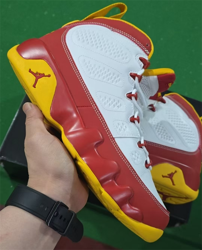 Men's White/Red Running weapon Air Jordan 9 Shoes 030